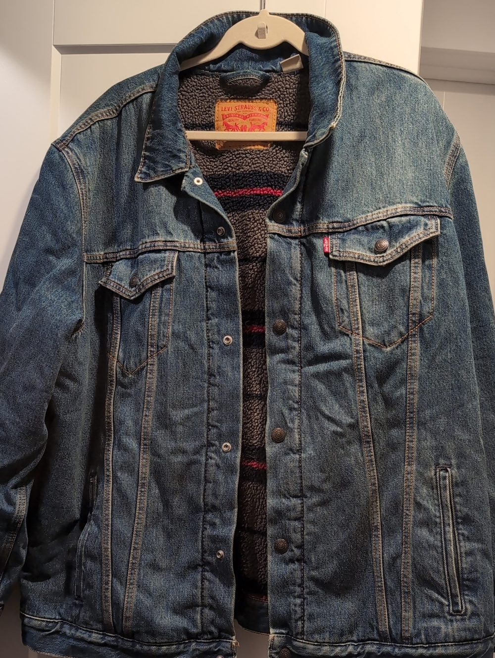 Levi's Men's Blue Denim Jacket with Sherpa Lining